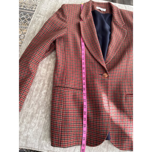 VTG 60s 70s Wool Blend Blazer Jacket Fall Winter Houndstooth Academia Women's 10 - Picture 5 of 8